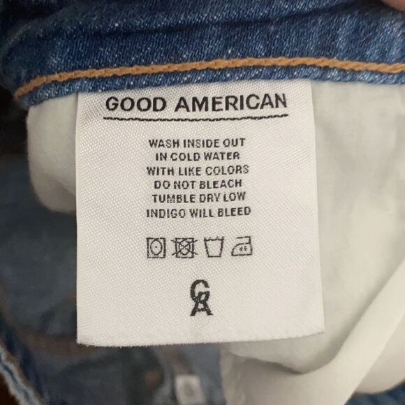 Good American Pom Pom Blue Distressed Denim Skirt Contemporary Boho Feminine - Picture 9 of 16